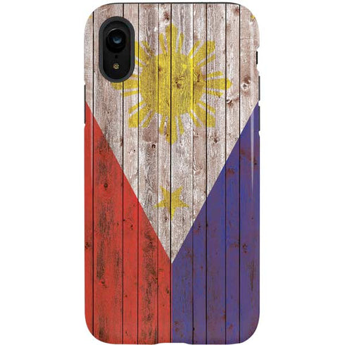 Philippines Flag Dark Wood iPhone XR Pro Case
